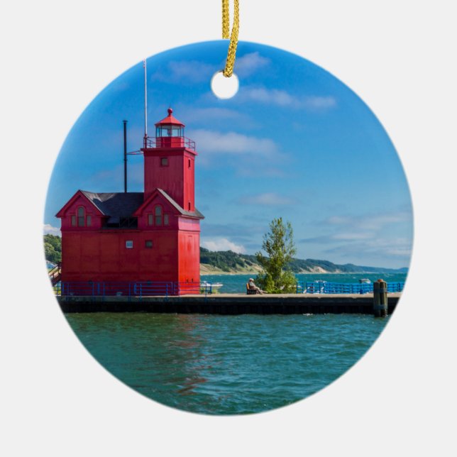 Holland Harbour Lighthouse Ceramic Tree Decoration (Front)