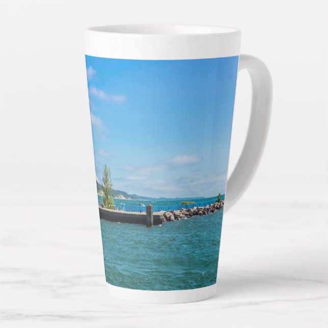 Holland Harbour Lighthouse Latte Mug (Right Angle)