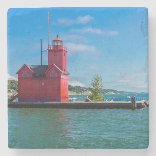 Holland Harbour Lighthouse Stone Coaster (Front)