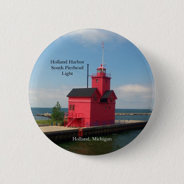 Holland Harbour South Pierhead Light 2011 button (Front)