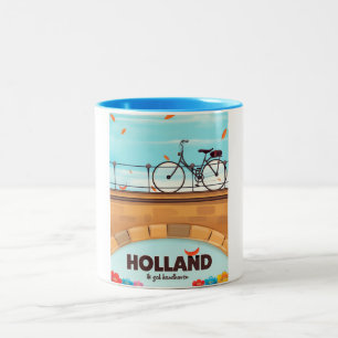Holland "Ik zal handhaven" Bicycle travel poster. Two-Tone Coffee Mug