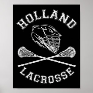 Holland Lacrosse Vintage Distressed Retro Lax Poster