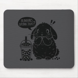 Holland Lop Rabbit And Boba Tea Funny Bunny Bubble Mouse Mat