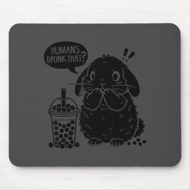 Holland Lop Rabbit And Boba Tea Funny Bunny Bubble Mouse Mat (Front)