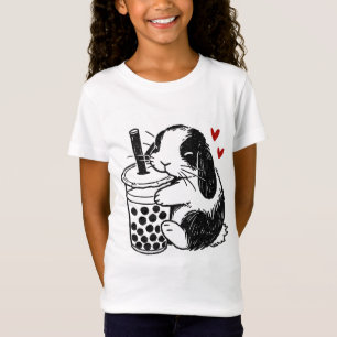 Holland Lop Rabbit Loves Boba Tea Bunny And Bubble T-Shirt