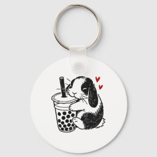 Holland Lop Rabbit Loves Boby Tea Bunny And Bubble Key Ring