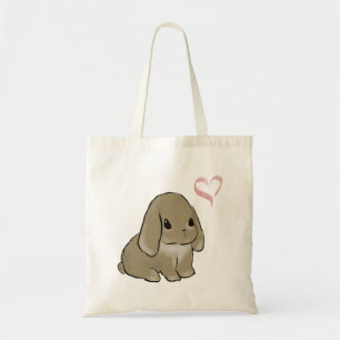 Holland lop with heart  tote bag