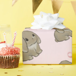 Holland lop with heart wrapping paper