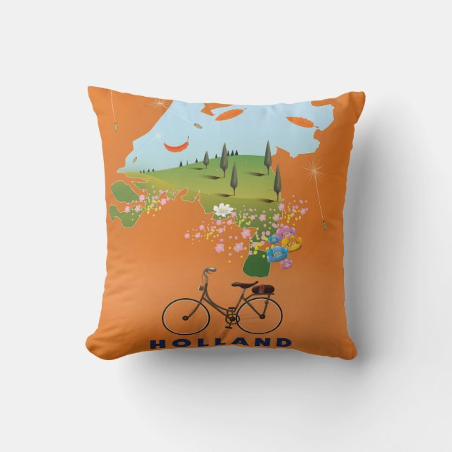 Holland Map travel poster Cushion (Front)