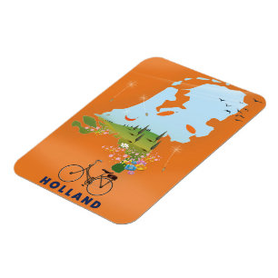 Holland Map travel poster Magnet