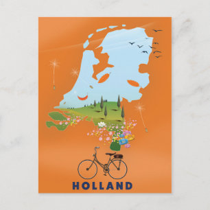 Holland Map travel poster Postcard