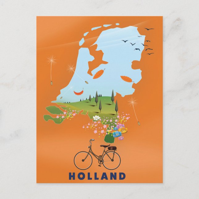 Holland Map travel poster Postcard (Front)