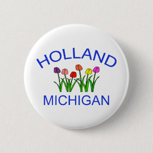Holland, MI - w/Tulips 6 Cm Round Badge