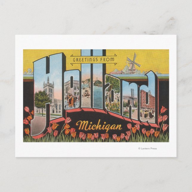 Holland, Michigan - Large Letter Scenes Postcard (Front)