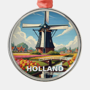 Holland Michigan Travel Metal Tree Decoration