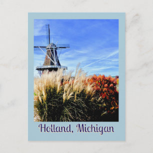 HOLLAND, MICHIIGAN WINDMILL ORNAMENTAL GRASS,FLOWE POSTCARD
