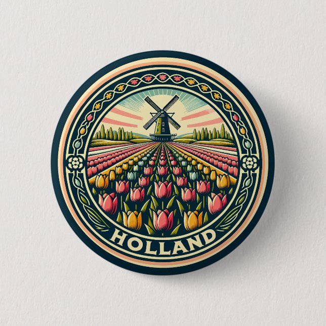 Holland Netherlands Travel Art Badge (Front)