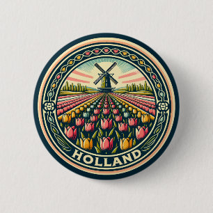 Holland Netherlands Travel Art Badge