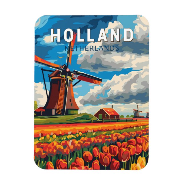 Holland Netherlands Travel Art Vintage Magnet (Vertical)