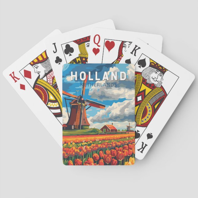 Holland Netherlands Travel Art Vintage Playing Cards (Back)
