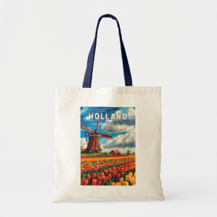 Holland Netherlands Travel Art Vintage Tote Bag