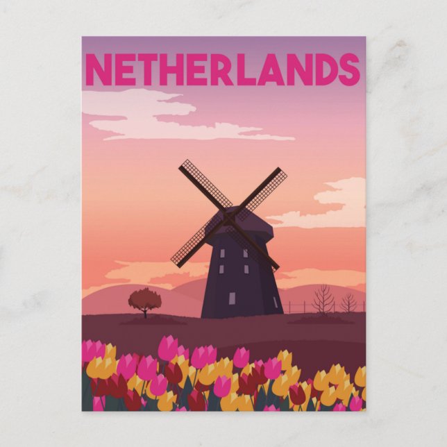 Holland Netherlands Vintage Travel dutch tulips  Postcard (Front)
