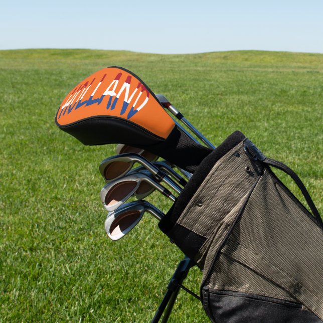 Holland overlaid on Netherlands Flag on or dccnt Golf Head Cover (In Situ)