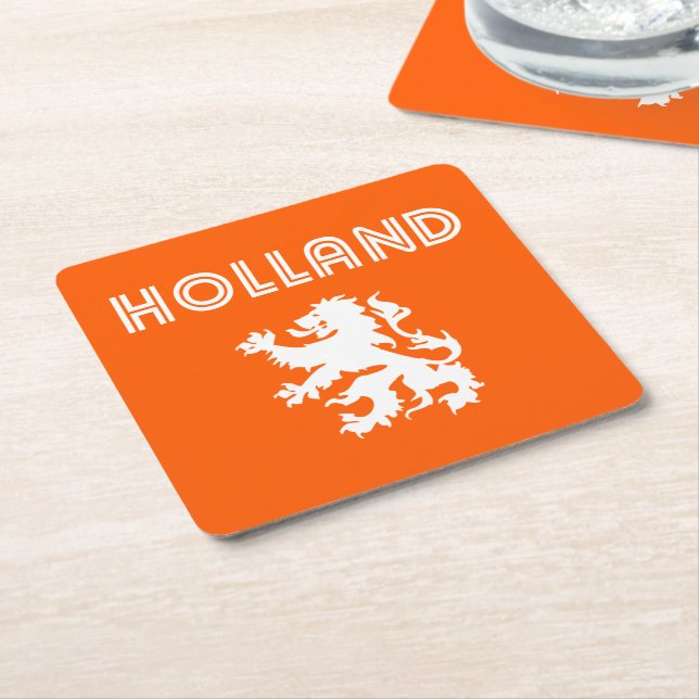 Holland Retro Square Paper Coaster (Angled)