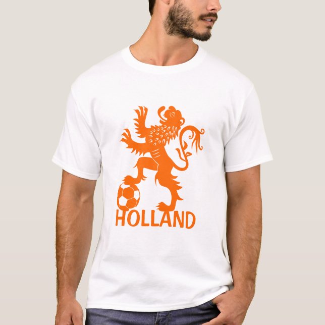 Holland Soccer T-Shirt - Orange Dutch Lion (Front)