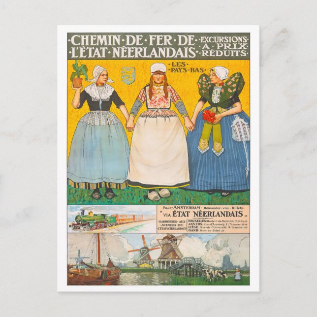 Holland trainlines vintage travel Postcard (Front)