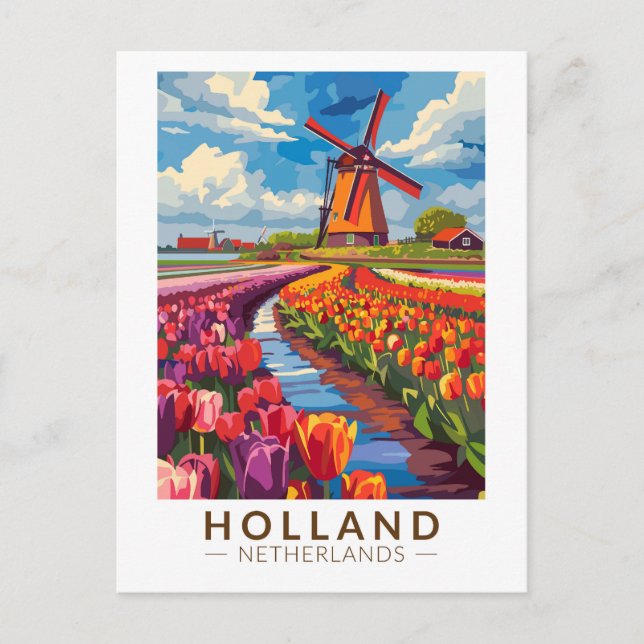 Holland Travel Art Vintage Postcard (Front)