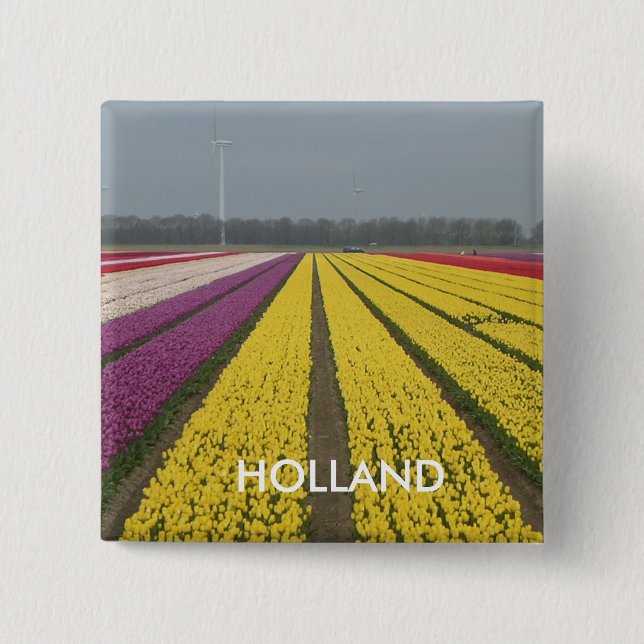 Holland Tulip Field Square Button (Front)