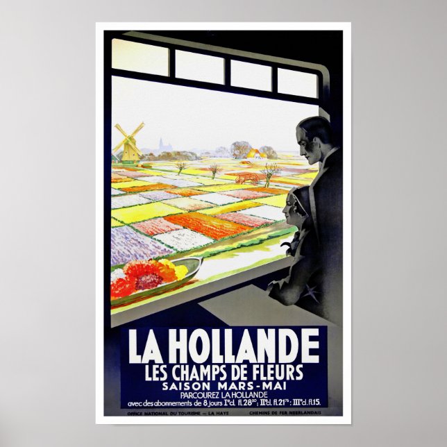 Holland tulips vintage travel Poster (Front)
