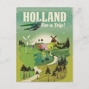 Holland vintage style travel poster postcard
