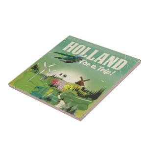 Holland vintage style travel poster tile