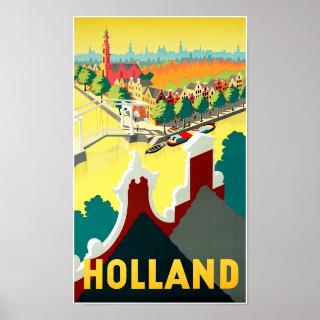 Holland Vintage Travel Poster Restored (Front)
