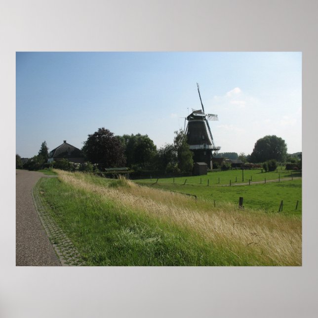 Holland Windmill Landscape Photo Poster Print (Front)