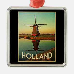Holland Windmill Metal Tree Decoration