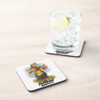 Holland windmill travel poster coaster