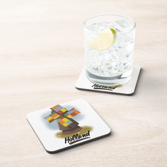 Holland windmill travel poster coaster (Right Side)