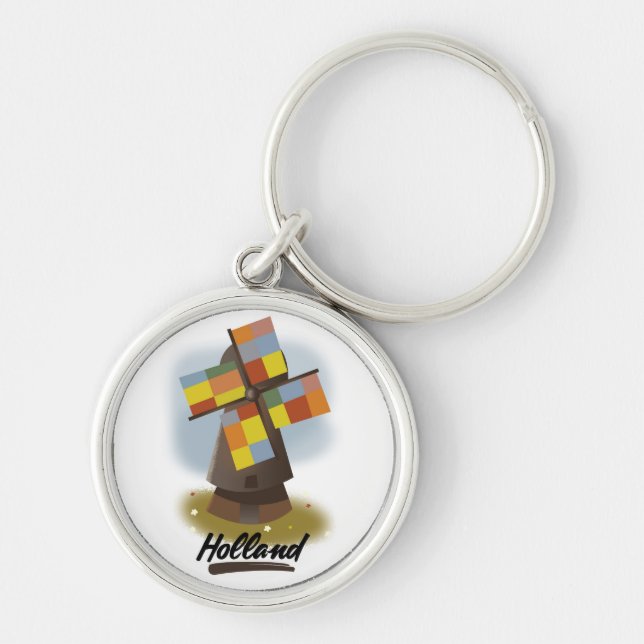 Holland windmill travel poster key ring (Front)