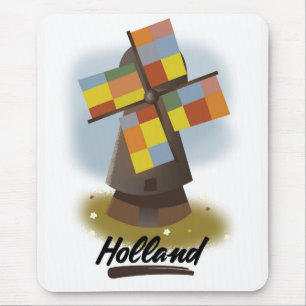 Holland windmill travel poster mouse mat
