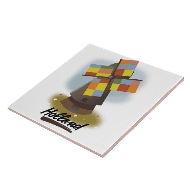 Holland windmill travel poster tile (Side)