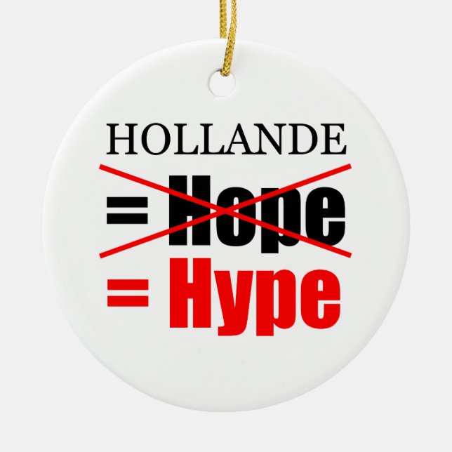 Hollande Not Hope  = Hype !!!!!!!!!!! Ceramic Tree Decoration (Front)