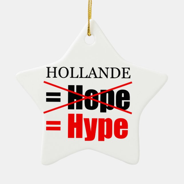 Hollande Not Hope  = Hype !!!!!!!!!!! Ceramic Tree Decoration (Front)