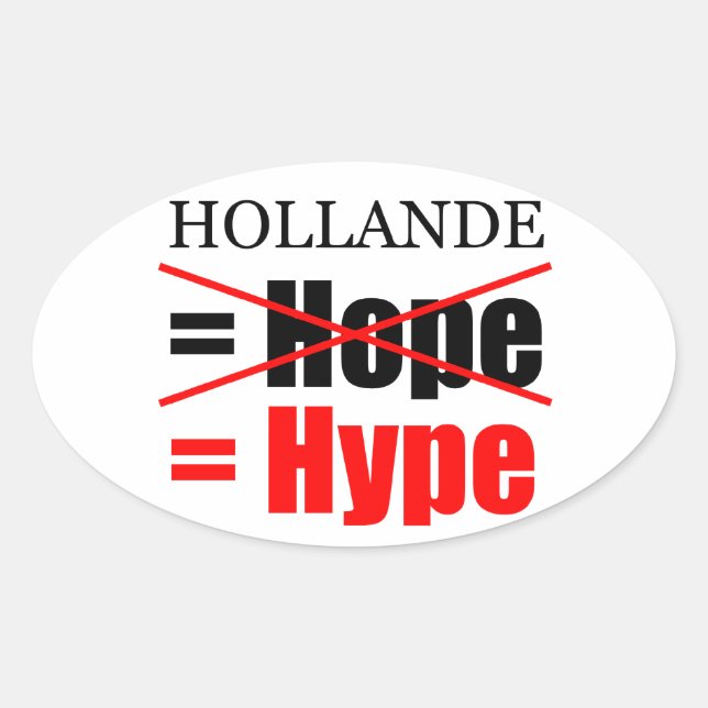 Hollande Not Hope  = Hype !!!!!!!!!!! Oval Sticker (Front)