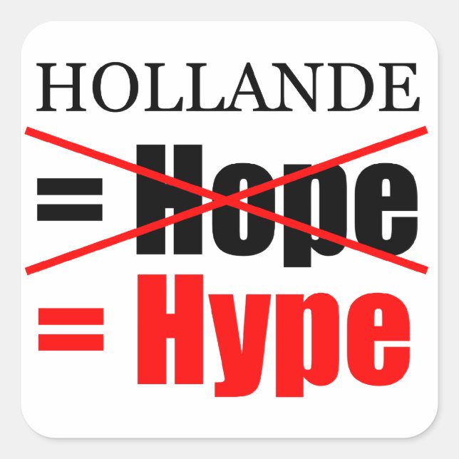 Hollande Not Hope  = Hype !!!!!!!!!!! Square Sticker (Front)
