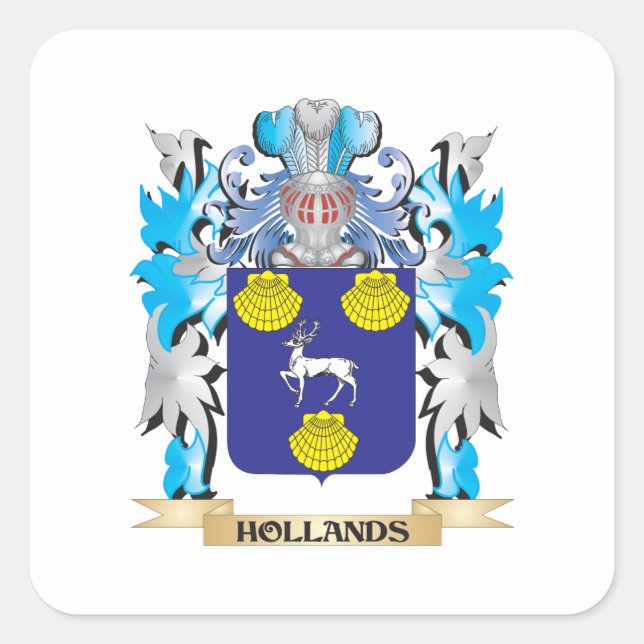 Hollands Coat of Arms - Family Crest Square Sticker (Front)