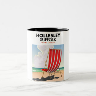Hollesley Suffolk travel poster Two-Tone Coffee Mug