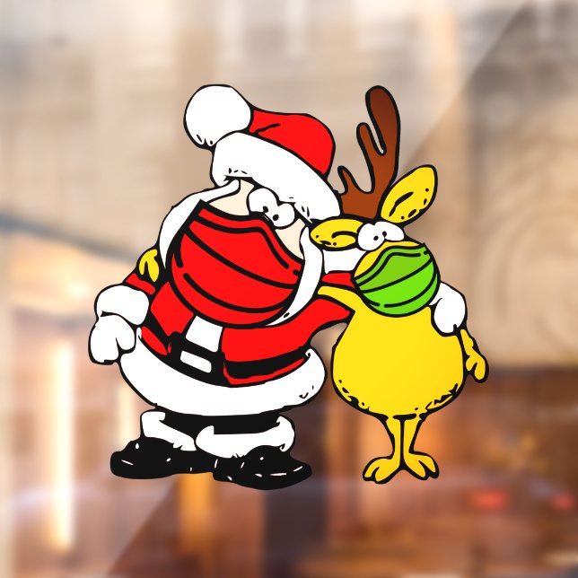 Holliday Santa Claus Reindeer Face Mask Pals Vinyl Window Cling (Sheet 2)